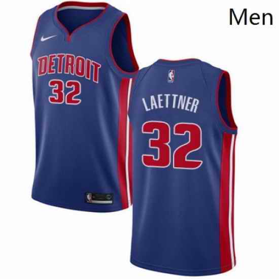 Mens Nike Detroit Pistons 32 Christian Laettner Swingman Royal Blue Road NBA Jersey Icon Edition